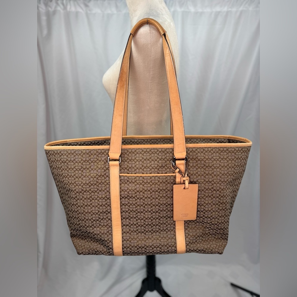 Coach Signature Brown and Tan Tote